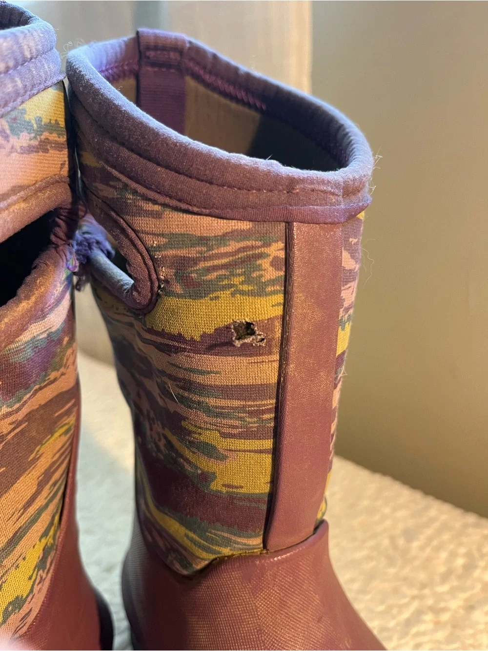 BOGS Kids Purple Camo Pull-On Rain/Snow Boots- size 13